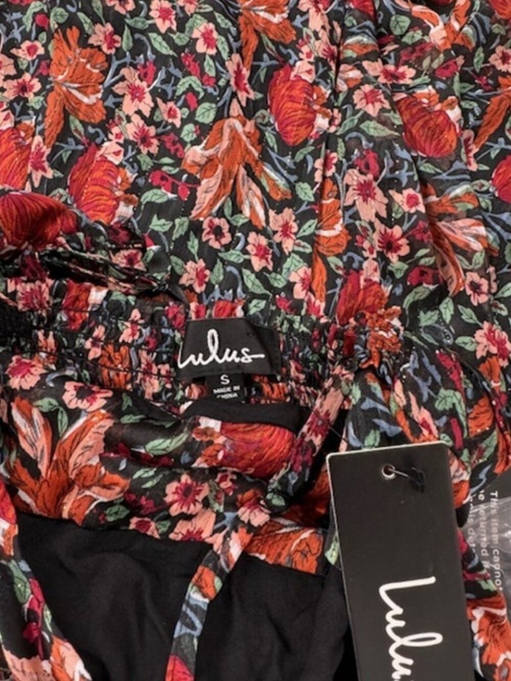Lulus Get Your Attention Black Multi Floral Print Maxi Dress NWT - Picture 8 of 10